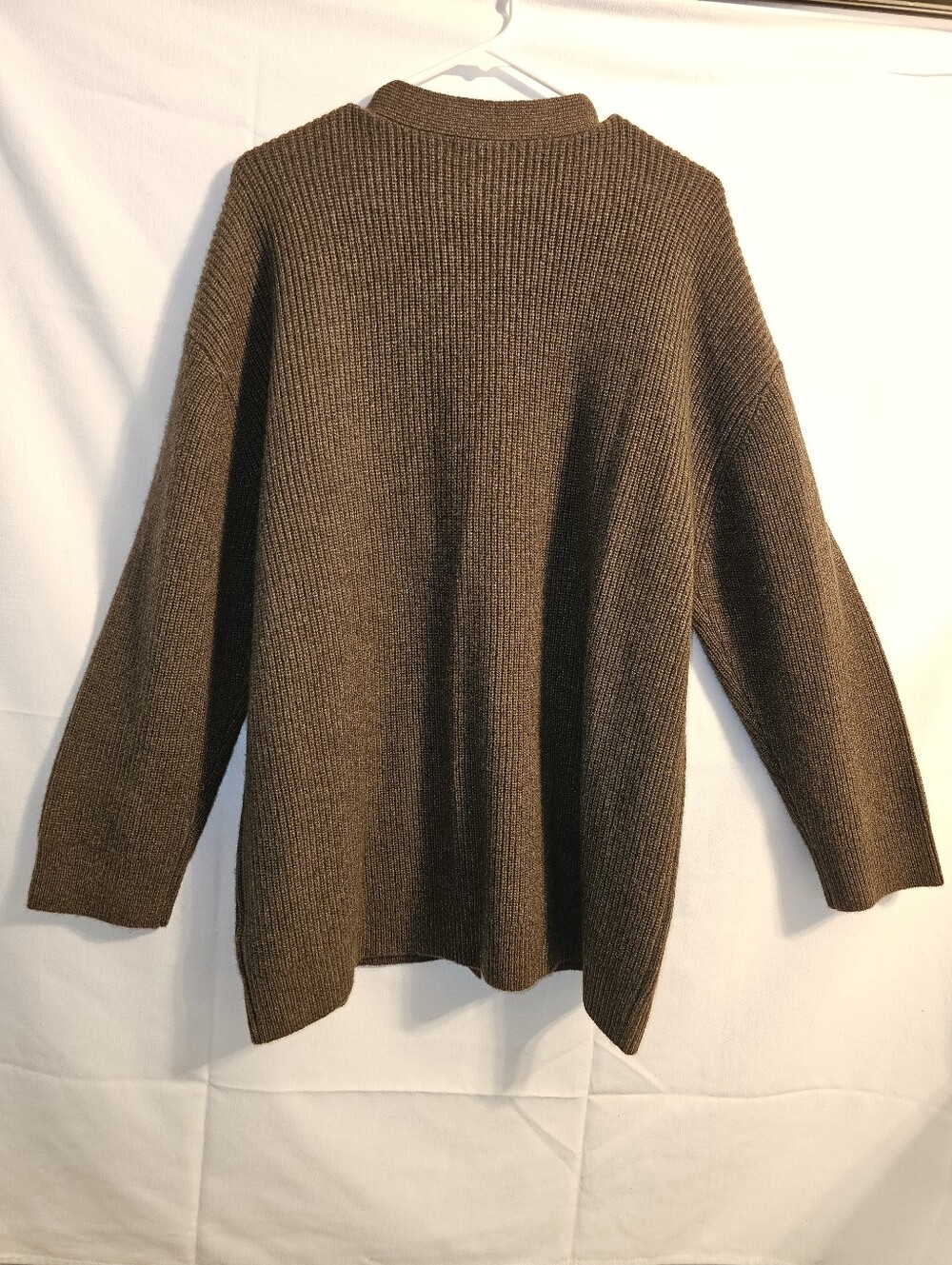 QUINCE Mongolian Cashmere 2.0 Oversized Boyfriend Cardigan Sweater Brown LARGE - Picture 7 of 10